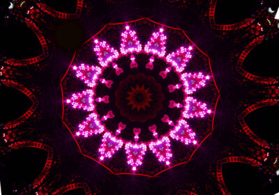 kaleidoscope lights red pink metal glow radia